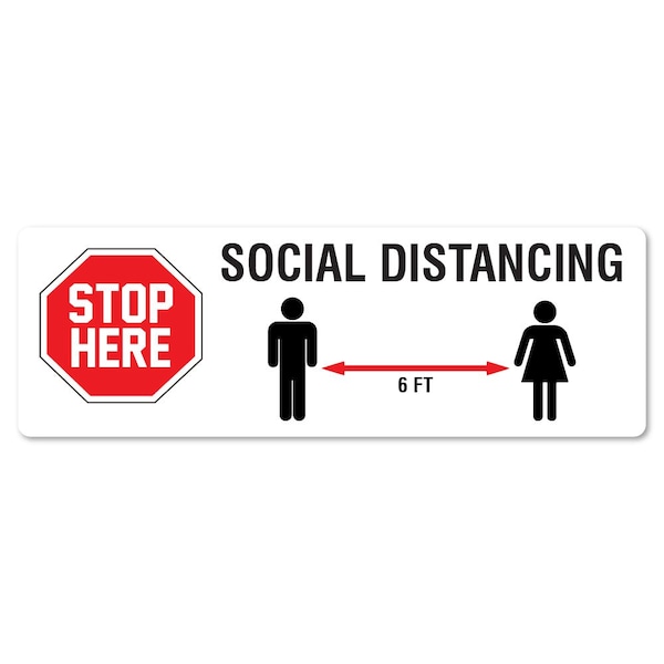 Stop 6 Ft Social Distance Non-Slip Floor Graphic, 12PK, 16 in H, FD-R-16-12PK-99982